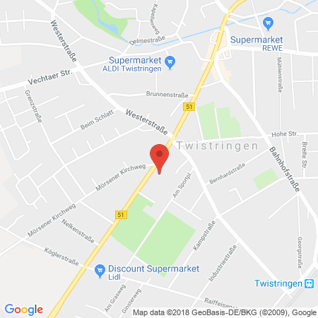 Position der Autogas-Tankstelle: AVIA-Station in 27239, Twistringen