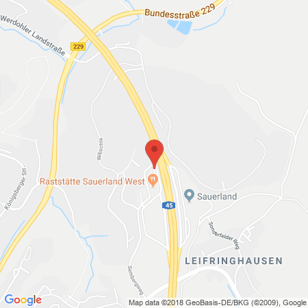Standort der Autogas Tankstelle: BAB-Tankstelle Sauerland West (Shell) in 58513, Lüdenscheid