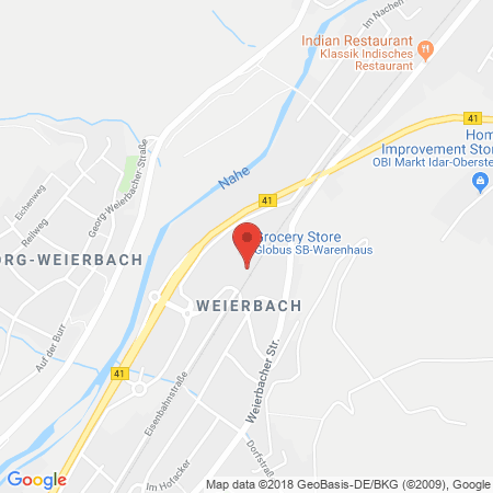 Position der Autogas-Tankstelle: Globus Handelshof (Tankautomat) in 55743, Idar-Oberstein