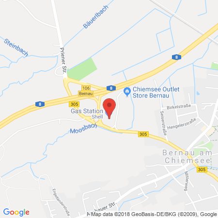 Position der Autogas-Tankstelle: Shell Station in 83233, Bernau am Chiemsee