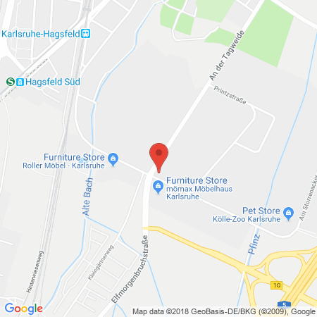 Position der Autogas-Tankstelle: Aral Tankstelle in 76139, Karlsruhe