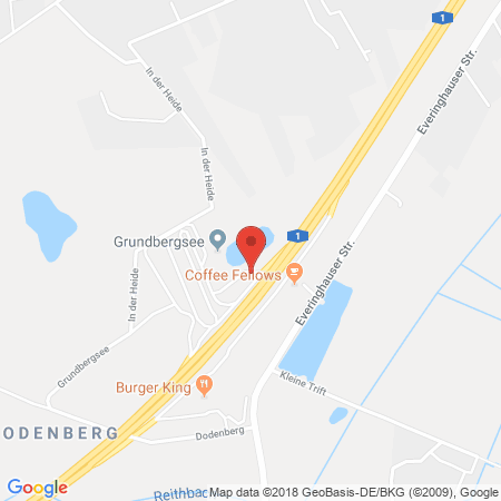 Position der Autogas-Tankstelle:  BAB-Tankstelle Grundbergsee Nord (Total) in 27367, Sottrum
