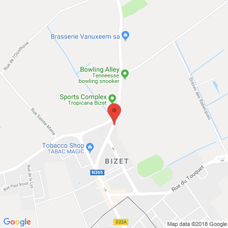 Position der Autogas-Tankstelle: Q8 in 7783, Le Bizet
