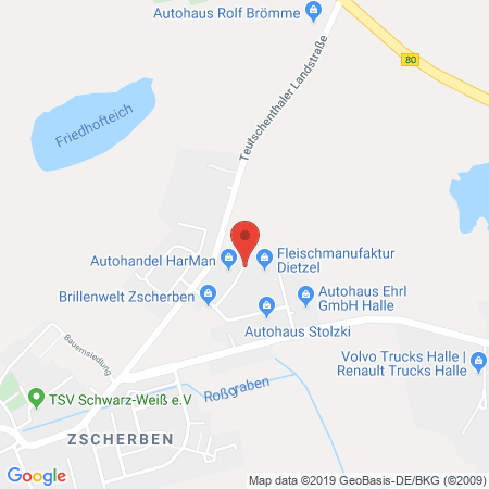 Position der Autogas-Tankstelle: Mundt Autozentrum Halle GmbH in 06179, Zscherben