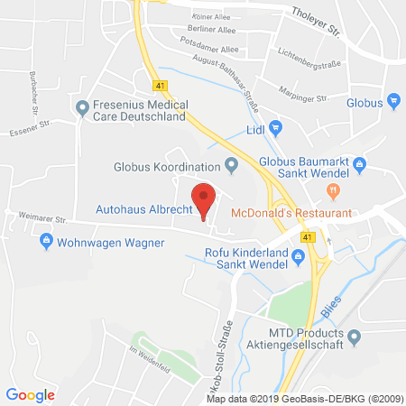 Position der Autogas-Tankstelle: Autohaus Albrecht in 66606, St. Wendel