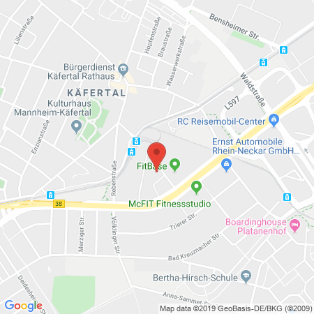 Position der Autogas-Tankstelle: Brenner GmbH Boschservice in 68309, Mannheim