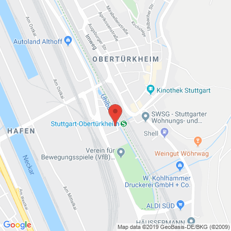 Position der Autogas-Tankstelle: KFZ Dienstleistunszentrum in 70329, Stuttgart