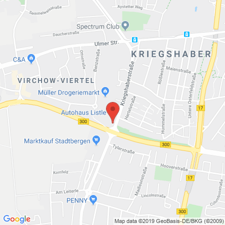 Position der Autogas-Tankstelle: Autohaus Listle GmbH in 86156, Augsburg