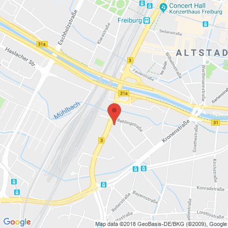 Position der Autogas-Tankstelle: bft-Tankstelle in 79100, Freiburg
