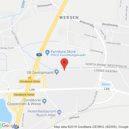 Standort der Autogas Tankstelle: Ratio Erdöl GmbH & Co. KG Tankstelle Osnabrück Atter in 49076, Osnabrück