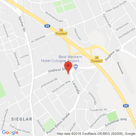 Position der Autogas-Tankstelle: Shell Tankstelle in 53844, Troisdorf