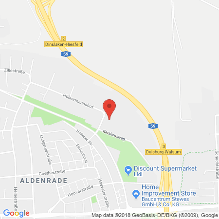 Position der Autogas-Tankstelle: Autohaus Hülsermanshof in 47179, Duisburg-Walsum