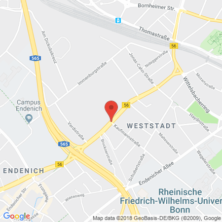 Position der Autogas-Tankstelle: bft Tankstelle Kuttenkeuler in 53115, Bonn