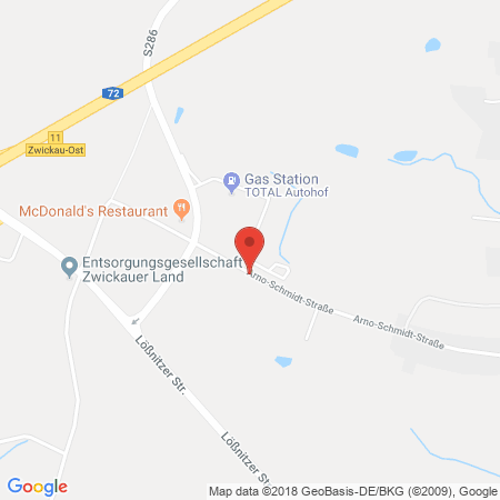 Standort der Autogas Tankstelle: Total-Tankstelle in 08134, Härtensdorf