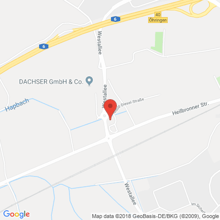 Position der Autogas-Tankstelle: EDis Tankpunkt 1 in 74613, Öhringen
