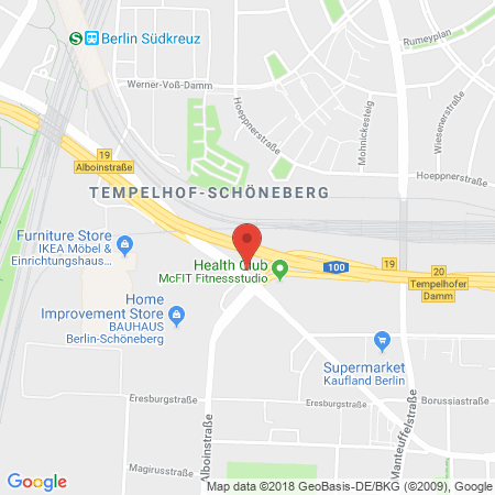 Position der Autogas-Tankstelle: Total-Tankstelle in 12103, Berlin