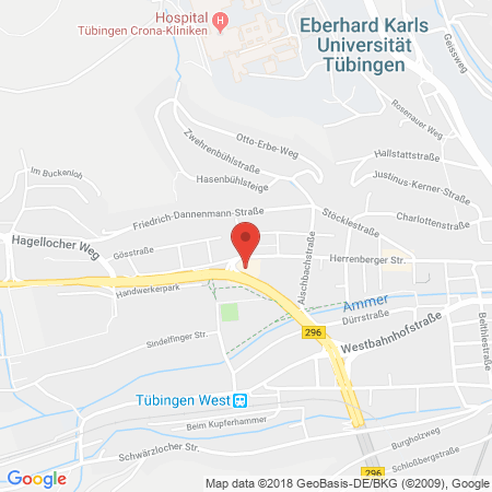 Position der Autogas-Tankstelle: Total-Tankstelle in 72070, Tübingen