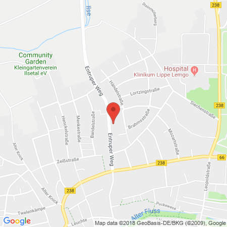 Position der Autogas-Tankstelle: Elan Tankstelle in 32657, Lemgo