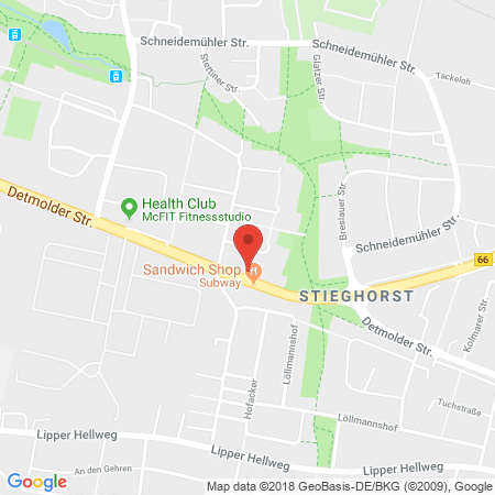 Position der Autogas-Tankstelle: Star-Tankstelle in 33605, Bielefeld