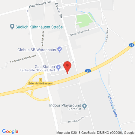 Position der Autogas-Tankstelle: Globus Handelshof Gmbh Und Co. Kg  Betriebsstaette Mittelhausen in 99195, Mittelhausen