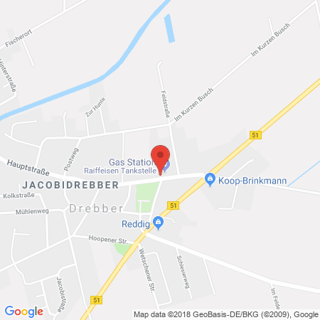 Position der Autogas-Tankstelle: Raiffeisen-warengenossenschaft Groß Lessen-diepholz Eg in 49457, Drebber