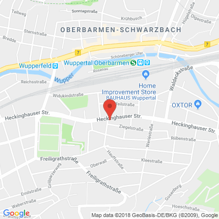 Position der Autogas-Tankstelle: Wuppertal, Heckinghauser Str. 130 in 42289, Wuppertal