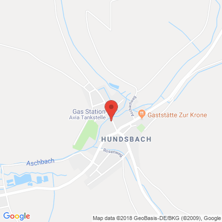Position der Autogas-Tankstelle: AVIA Tankstelle in 97776, Eussenheim-hundsbach