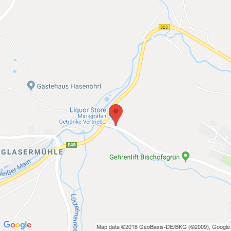 Position der Autogas-Tankstelle: AVIA Tankstelle in 95493, Bischofsgrün