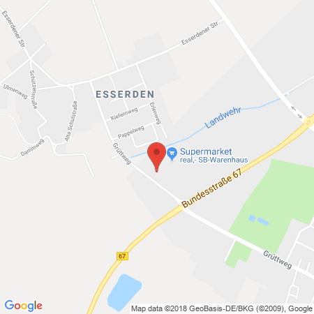 Position der Autogas-Tankstelle: Supermarkt-tankstelle Am Real,- Markt Rees Gruettweg 42-47 in 46459, Rees