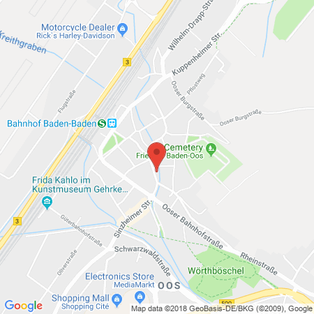 Position der Autogas-Tankstelle: OMV Tankstelle in 76532, Baden-baden