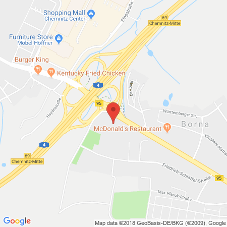 Position der Autogas-Tankstelle: Aral Tankstelle in 09114, Chemnitz