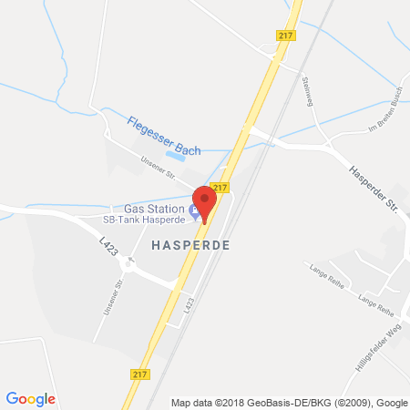 Position der Autogas-Tankstelle: Hasperde, Hamelner Str. 15 in 31848, Hasperde