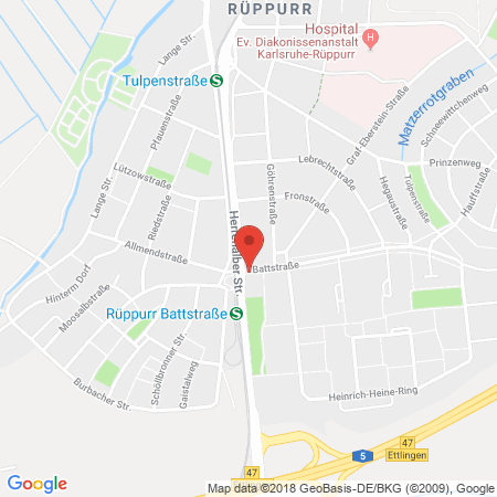 Position der Autogas-Tankstelle: Rü?ppurr in 76199, Karlsruhe