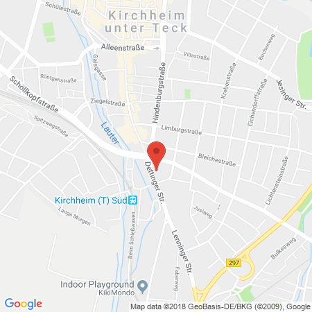 Position der Autogas-Tankstelle: JET Tankstelle in 73230, Kirchheim
