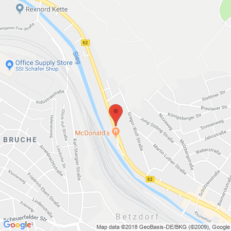 Position der Autogas-Tankstelle: Shell Tankstelle in 57518, Betzdorf
