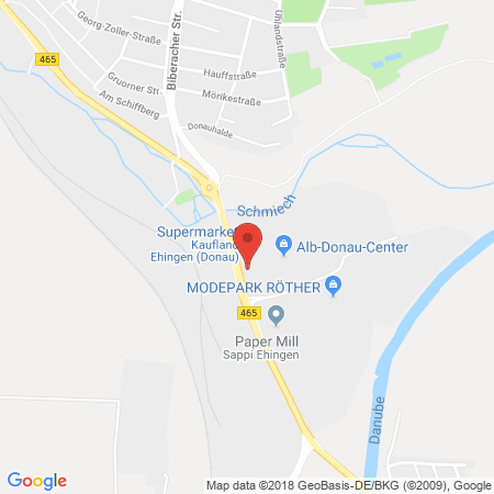 Position der Autogas-Tankstelle: Tankstelle Am Alb-donau-center in 89584, Ehingen