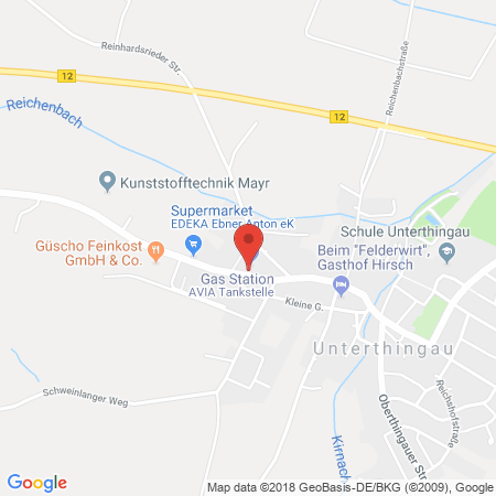 Position der Autogas-Tankstelle: AVIA Tankstelle in 87647, Unterthingau