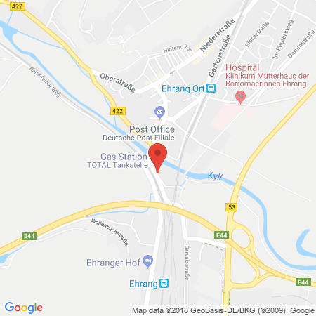 Position der Autogas-Tankstelle: Total Trier-ehrang in 54293, Trier-ehrang
