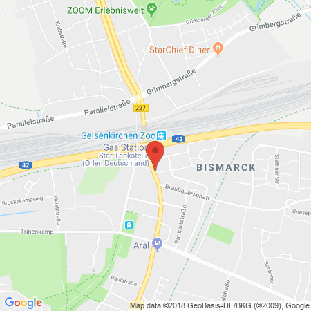 Position der Autogas-Tankstelle: Star Tankstelle in 45889, Gelsenkirchen