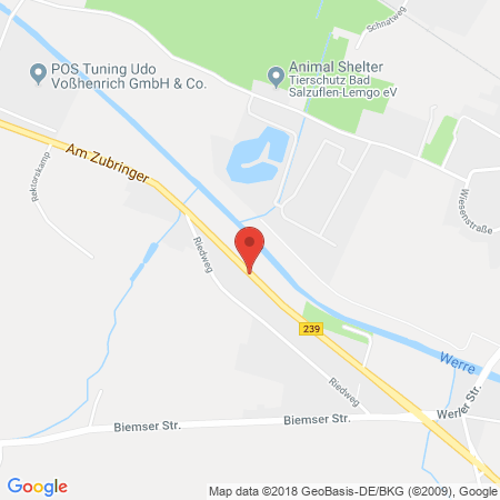 Position der Autogas-Tankstelle: 1A-Tankstelle in 32107, Bad Salzuflen