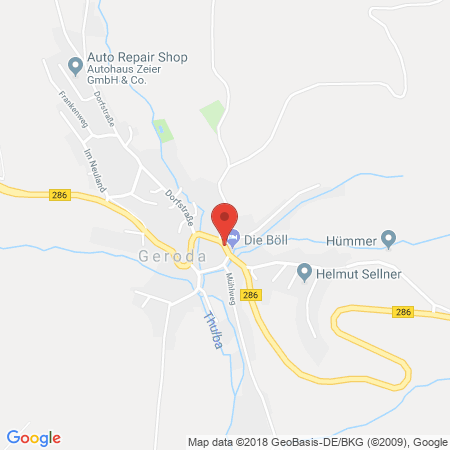 Position der Autogas-Tankstelle: 24-stunden Tankstelle Sellner in 97779, Geroda