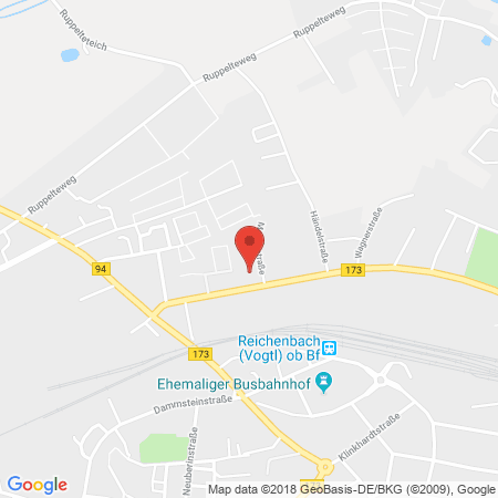 Position der Autogas-Tankstelle: Reichenbach, Friedensstraße 21-25 in 08468, Reichenbach