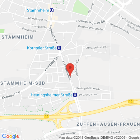 Position der Autogas-Tankstelle: OMV-Tankstelle in 70439, Stuttgart-Stammheim