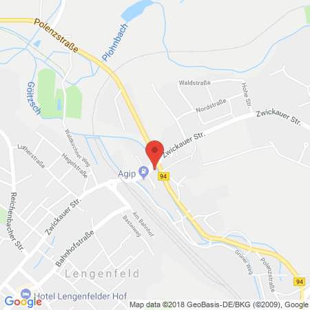 Position der Autogas-Tankstelle: Agip Tankstelle in 08485, Lengenfeld