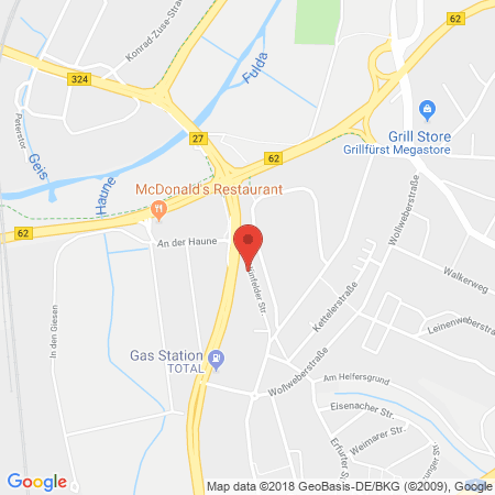 Position der Autogas-Tankstelle: AGIP LOMO Autohof Bad Hersfeld Ost in 36251, Bad Hersfeld