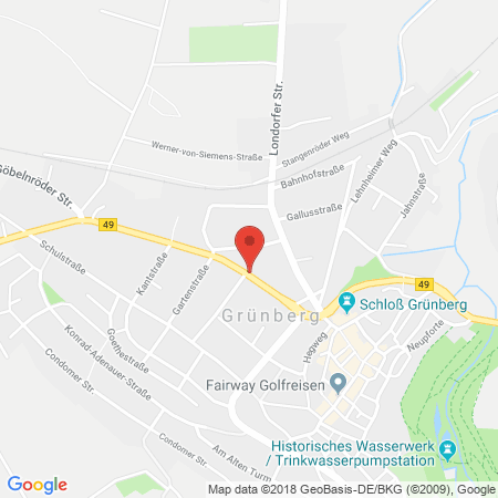 Position der Autogas-Tankstelle: JET Tankstelle in 35305, Gruenberg