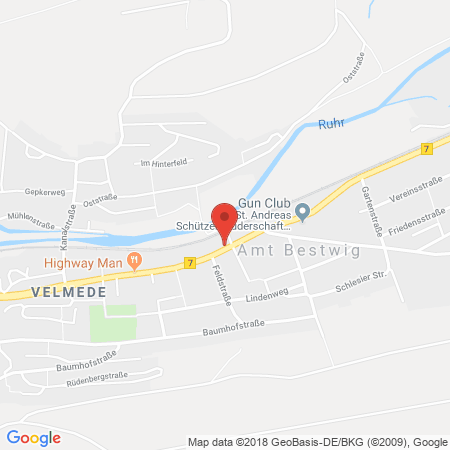 Position der Autogas-Tankstelle: Esso Tankstelle in 59909, Bestwig