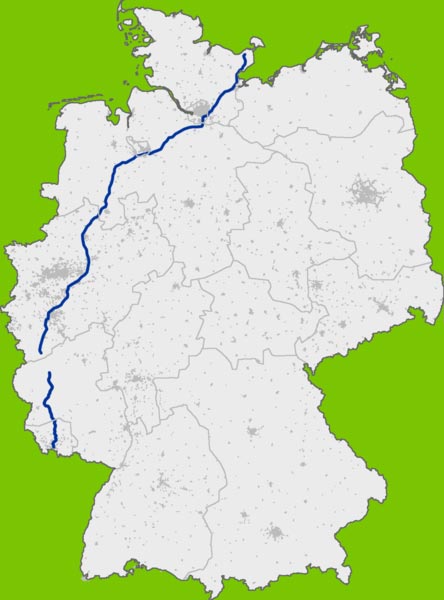 Verlauf der Autobahn A1