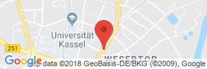 Position der Autogas-Tankstelle: Grebe Tankzentrum Wesertor in 34125, Kassel