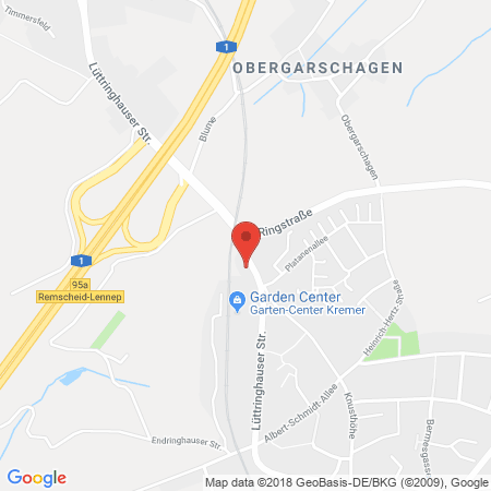 Position der Autogas-Tankstelle: Aral Tankstelle in 42897, Remscheid